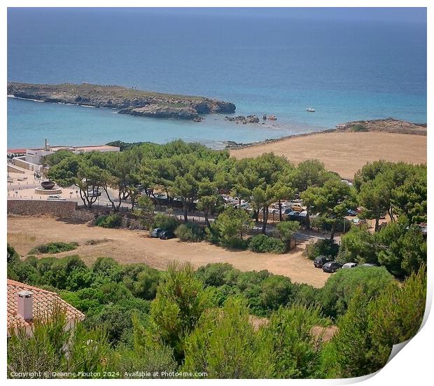 View over Hedgehog Island Santo Tomas Menorca Print by Deanne Flouton