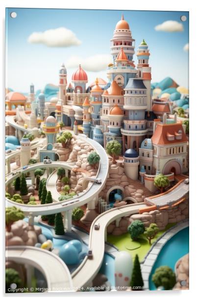 Miniature city illustration, created with generative AI Acrylic by Mirjana Bogicevic