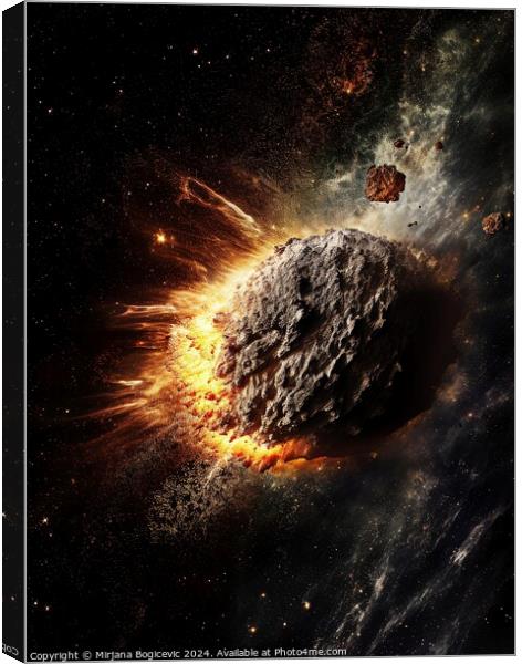 Asteroid entering Earth atmosphere Canvas Print by Mirjana Bogicevic