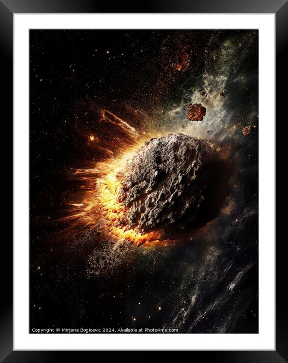 Asteroid entering Earth atmosphere Framed Mounted Print by Mirjana Bogicevic