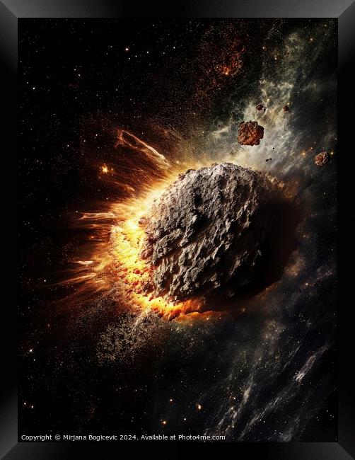 Asteroid entering Earth atmosphere Framed Print by Mirjana Bogicevic