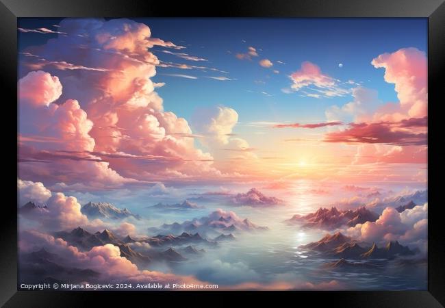 Sky with pale clouds backdrop Framed Print by Mirjana Bogicevic