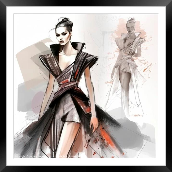 Fashion design sketch Framed Mounted Print by Mirjana Bogicevic