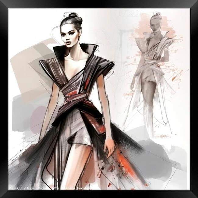 Fashion design sketch Framed Print by Mirjana Bogicevic