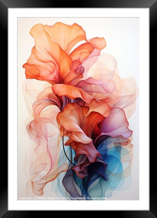 Beautiful Flower Painting on a Clean White Canvas Framed Mounted Print by Mirjana Bogicevic