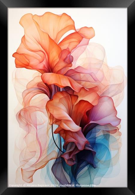Beautiful Flower Painting on a Clean White Canvas Framed Print by Mirjana Bogicevic
