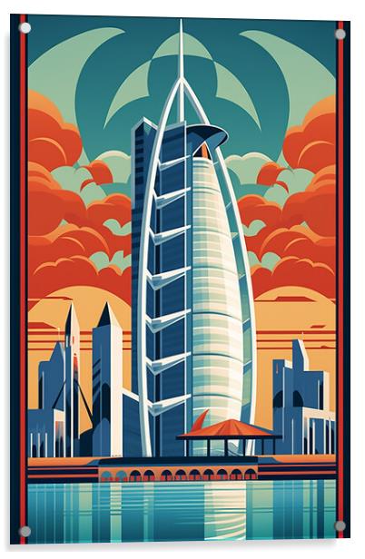 Vintage Travel Poster Dubai Acrylic by Steve Smith
