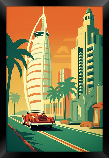 Vintage Travel Poster Dubai Framed Print by Steve Smith