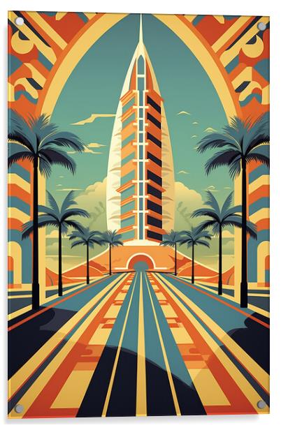 Vintage Travel Poster Dubai Acrylic by Steve Smith
