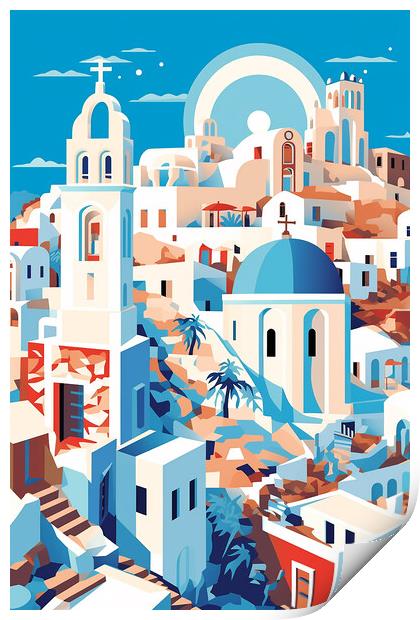 Vintage Travel Poster Santorini Print by Steve Smith