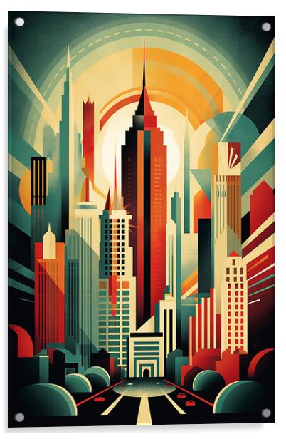Vintage Travel Poster Manhattan Acrylic by Steve Smith