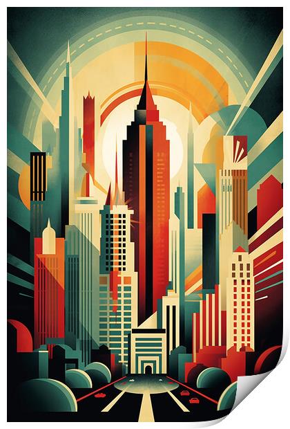 Vintage Travel Poster Manhattan Print by Steve Smith