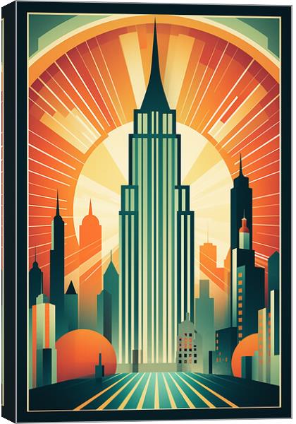 Vintage Travel Poster Manhattan Canvas Print by Steve Smith