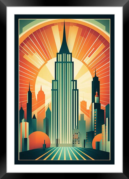Vintage Travel Poster Manhattan Framed Mounted Print by Steve Smith