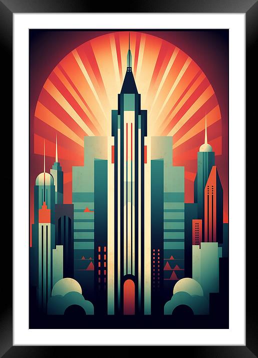 Vintage Travel Poster Manhattan Framed Mounted Print by Steve Smith