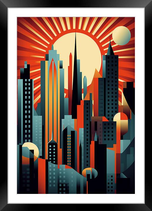 Vintage Travel Poster Manhattan Framed Mounted Print by Steve Smith