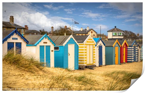 Huts and Dunes Print by Viv Thompson