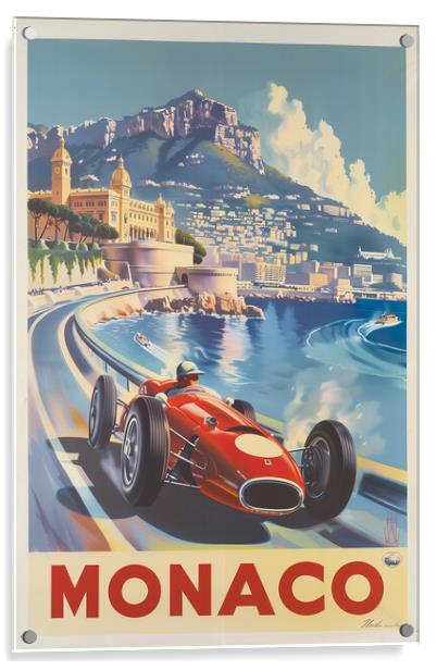 Vintage Monaco Grand Prix Travel Poster Acrylic by T2 