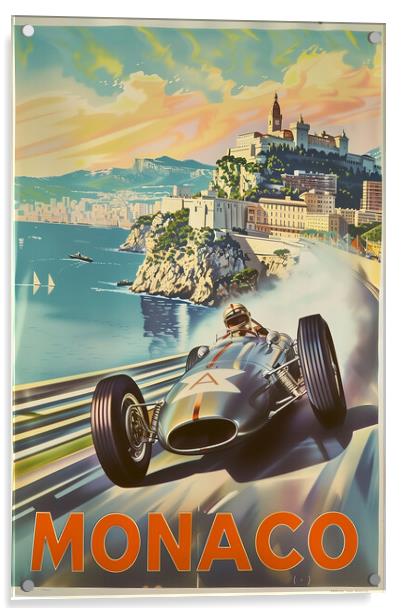 Vintage Monaco Grand Prix Travel Poster Acrylic by T2 