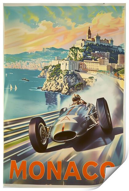 Vintage Monaco Grand Prix Travel Poster Print by T2 