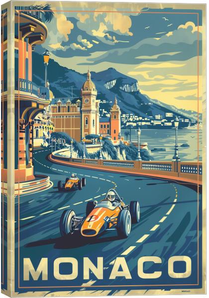 Vintage Monaco Grand Prix Travel Poster Canvas Print by T2 