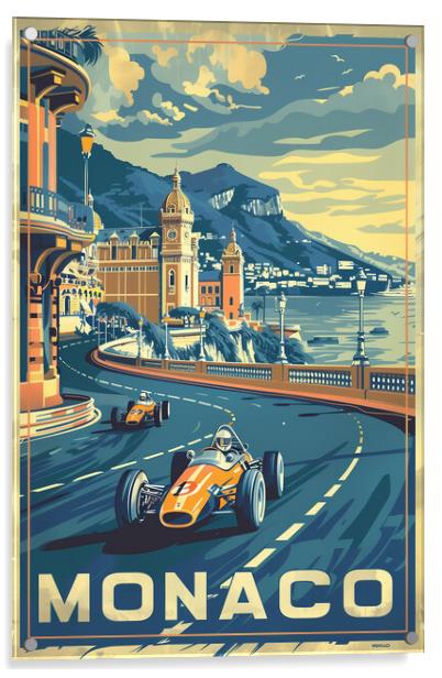 Vintage Monaco Grand Prix Travel Poster Acrylic by T2 