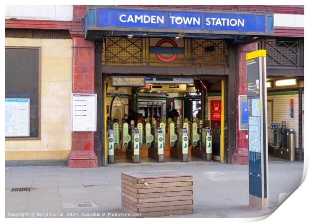 Camden Town Tube Station  Print by Beryl Curran