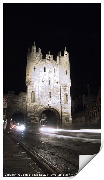 Micklegate Bar in York. Print by John Biggadike