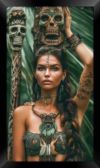 Amazon Jungle Tribe Woman Framed Print by T2 