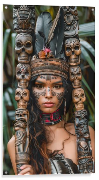 Amazon Jungle Tribe Woman Acrylic by T2 