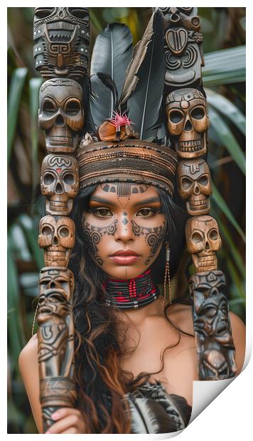 Amazon Jungle Tribe Woman Print by T2 