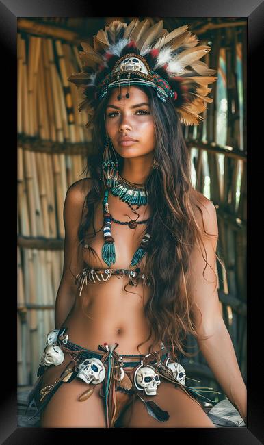 Amazon Jungle Tribe Woman Framed Print by T2 