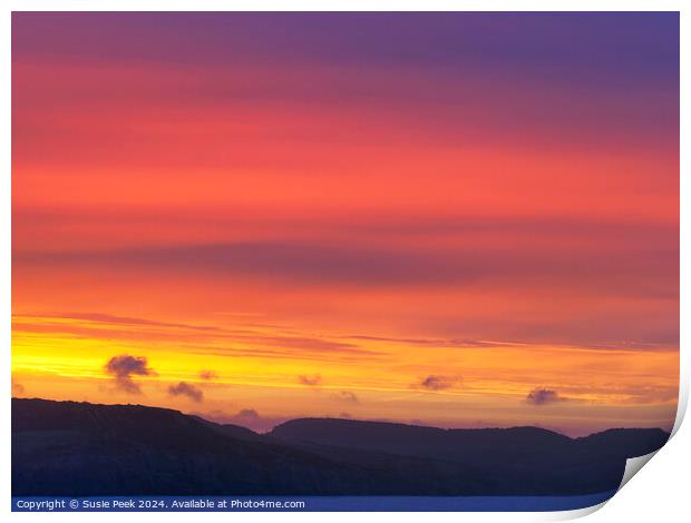 Fiery Dawn Clouds on an April Sunrise over the Jur Print by Susie Peek
