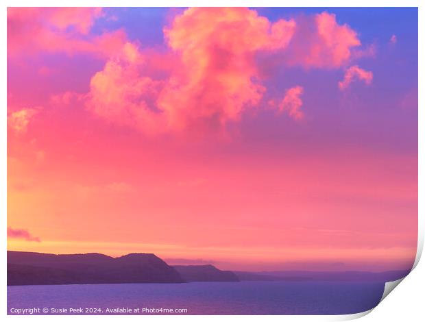 Fiery Dawn Clouds on an April Sunrise over the Jur Print by Susie Peek