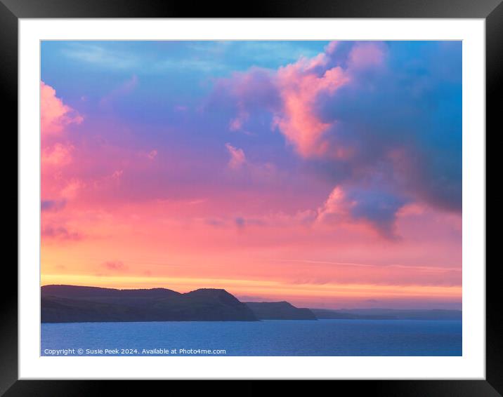Fiery Dawn Clouds on an April Sunrise over the Jur Framed Mounted Print by Susie Peek