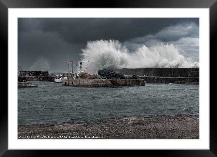 Storm at Hopeman Harbour Framed Mounted Print by Tom McPherson