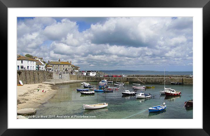 Mousehole Harbour Framed Mounted Print by Liz Ward