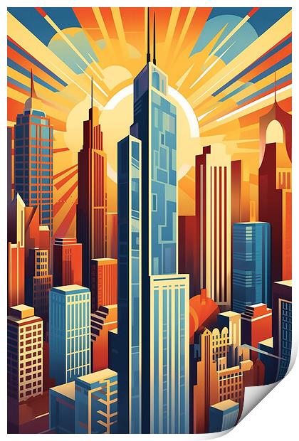 Vintage Travel Poster Chicago Print by Steve Smith