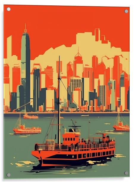 Vintage Travel Poster Hong Kong Acrylic by Steve Smith