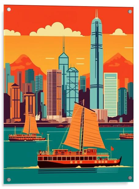 Vintage Travel Poster Hong Kong Acrylic by Steve Smith