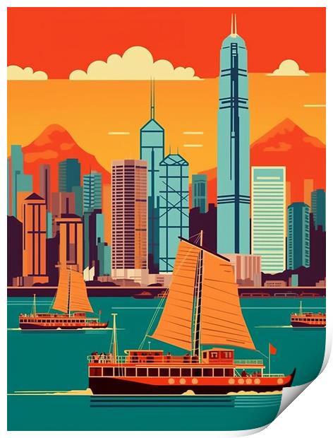 Vintage Travel Poster Hong Kong Print by Steve Smith