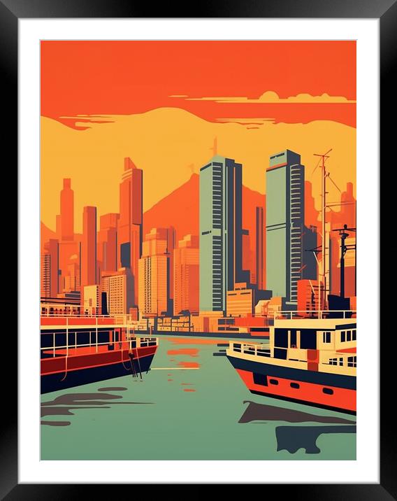Vintage Travel Poster Hong Kong Framed Mounted Print by Steve Smith