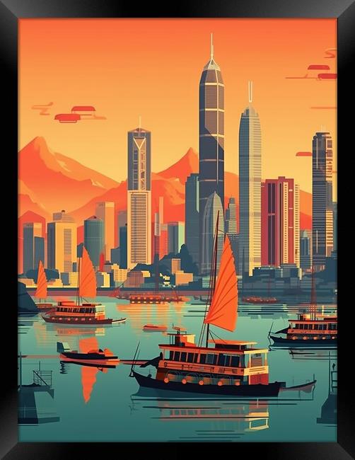 Vintage Travel Poster Hong Kong Framed Print by Steve Smith