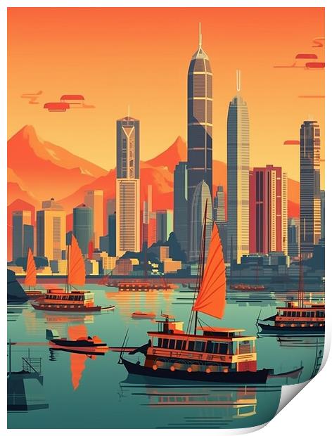 Vintage Travel Poster Hong Kong Print by Steve Smith