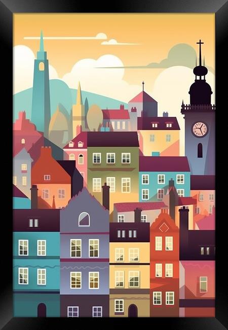 Vintage Travel Poster Prague Framed Print by Steve Smith