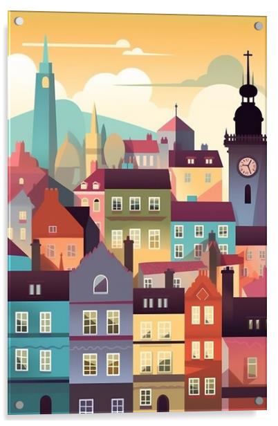Vintage Travel Poster Prague Acrylic by Steve Smith