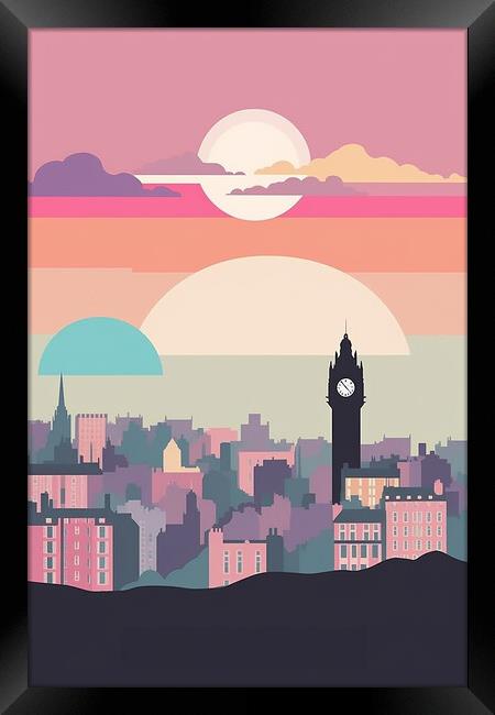 Vintage Travel Poster Edinburgh Framed Print by Steve Smith