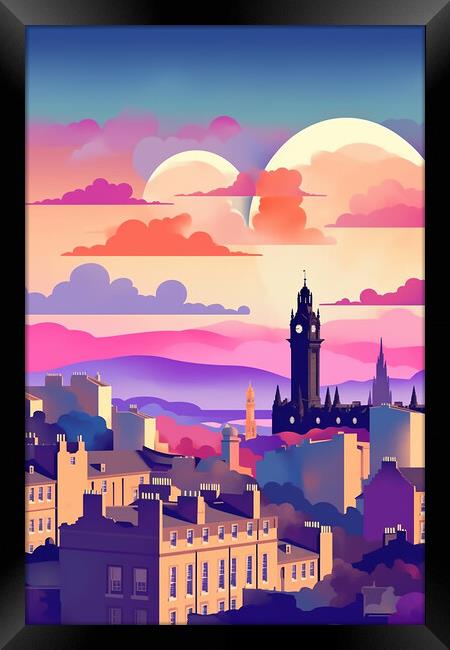 Vintage Travel Poster Edinburgh Framed Print by Steve Smith