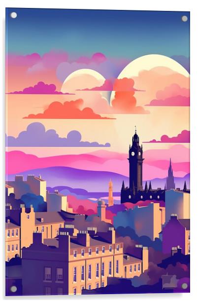 Vintage Travel Poster Edinburgh Acrylic by Steve Smith