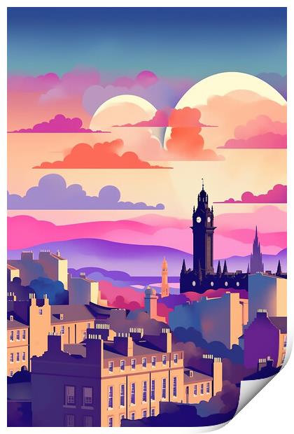 Vintage Travel Poster Edinburgh Print by Steve Smith